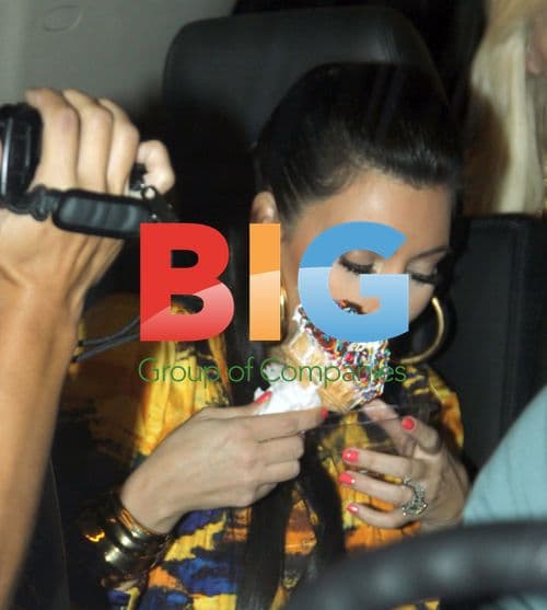 Kim Kardashian Enjoys Colored Ice Cream