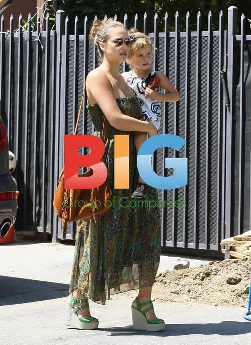 Jessica Alba and Family at Preschool