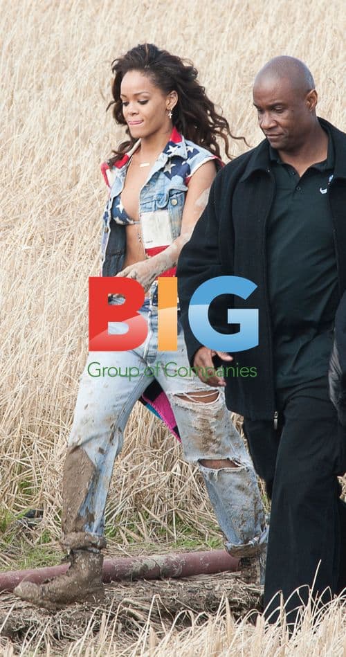 Rihanna and Calvin Harris on "We Found Love" Video Set