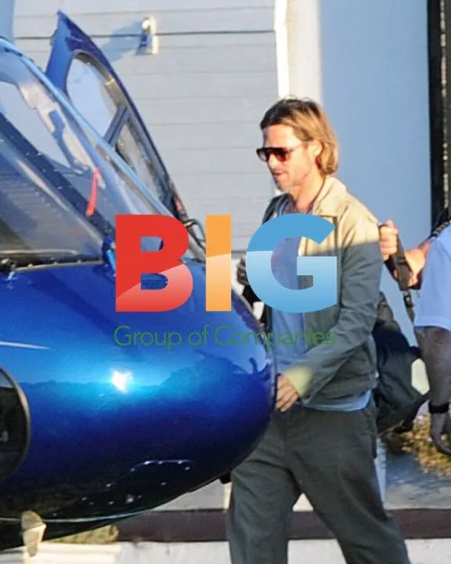 Brad Pitt Leaves by Helicopter, London