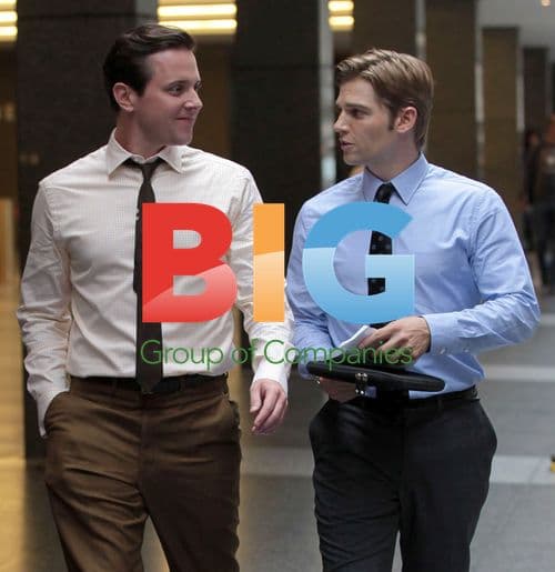 Mike Vogel and Michael Mosley on 'Pan AM' set