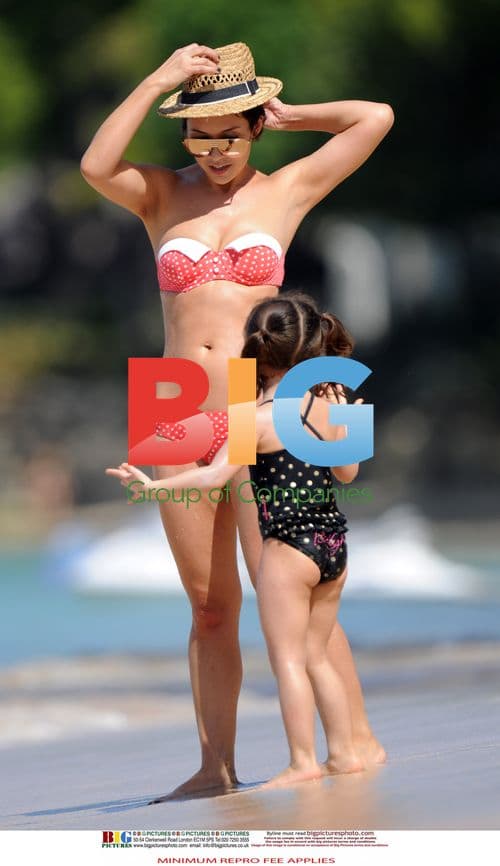 Myleene Klass with daughters in Barbados