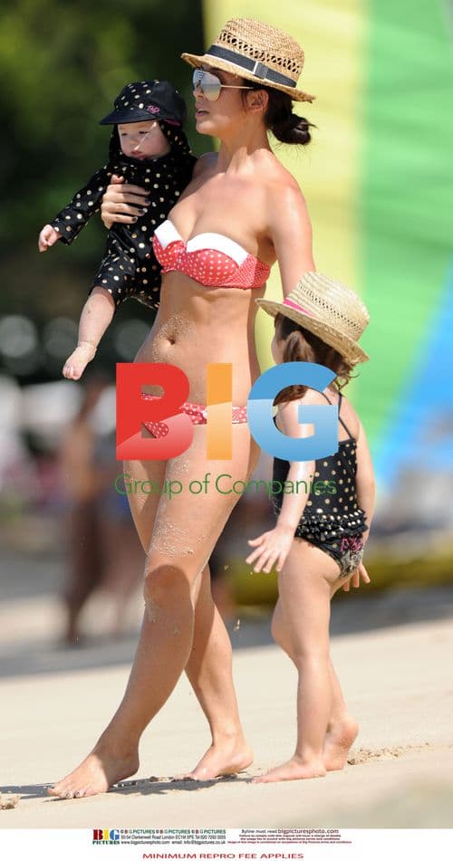Myleene Klass with Daughters on Barbados Beach