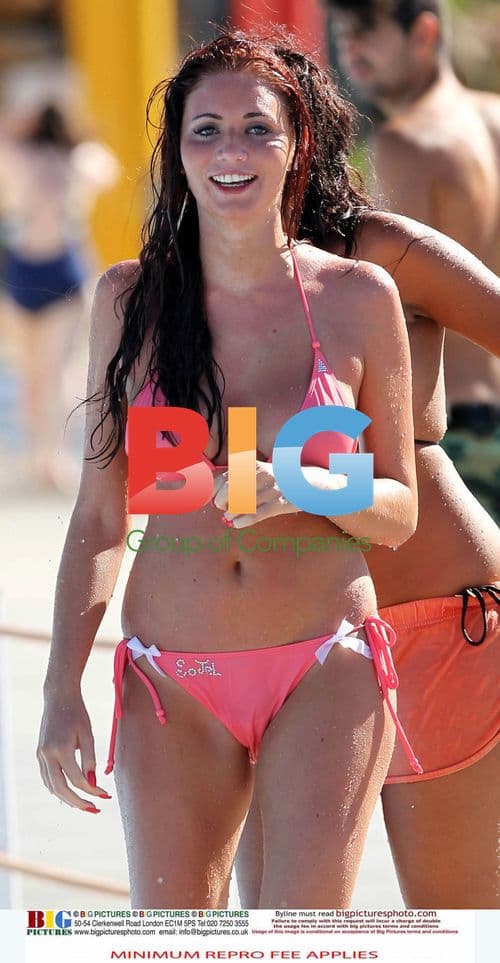 Amy Childs on Waterslide in Bikini