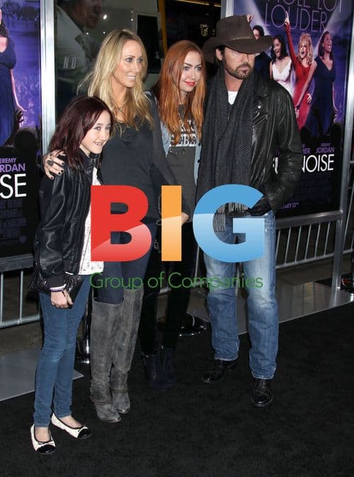 Tish, Noah, and Billy Ray Cyrus at Joyful Noise Premiere