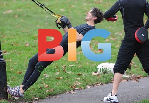 George Lamb Exercising with Trainer and Dog
