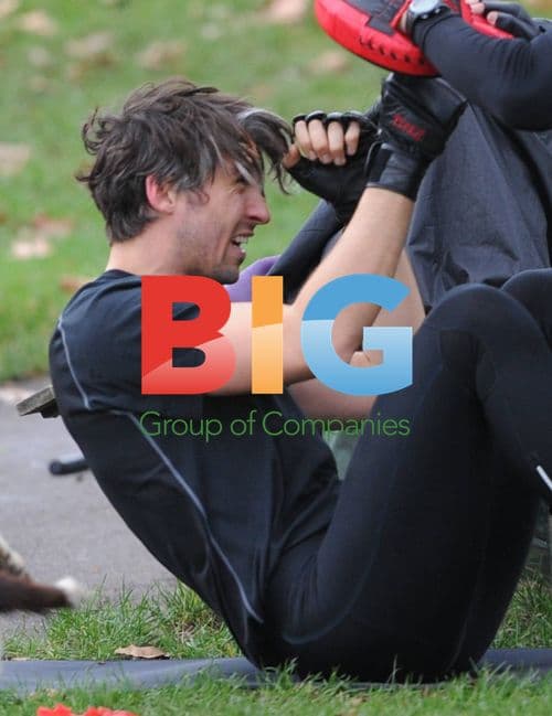 George Lamb Exercises with Trainer and Dog