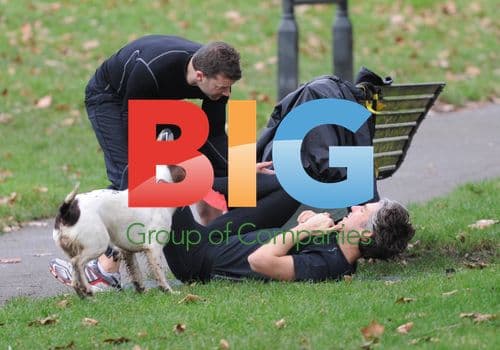 George Lamb Works Out With Trainer and Dog