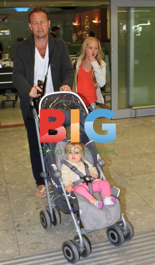 Jason Donovan with Family at Heathrow