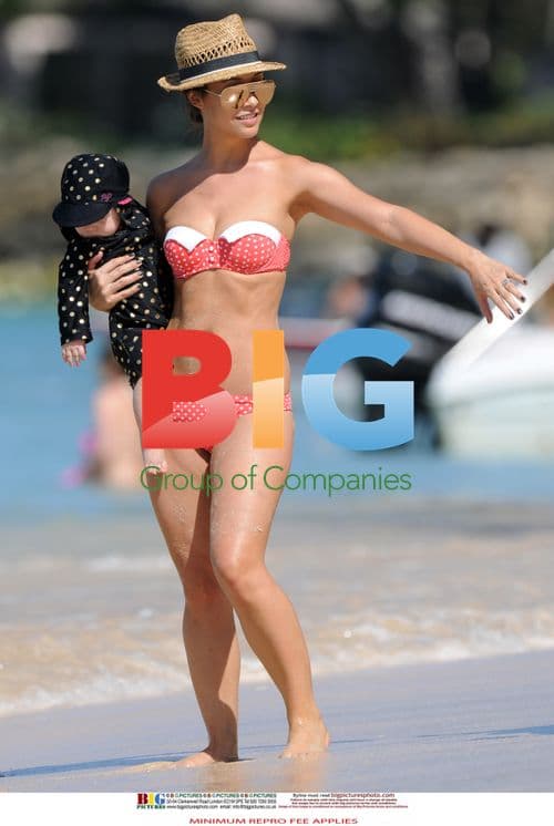 Myleene Klass with daughters in Barbados