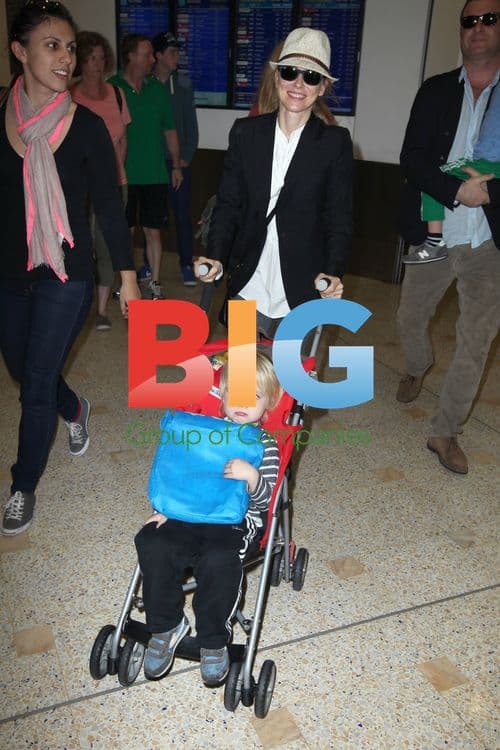 Naomi Watts and Liev Schreiber arrive in Sydney with sons