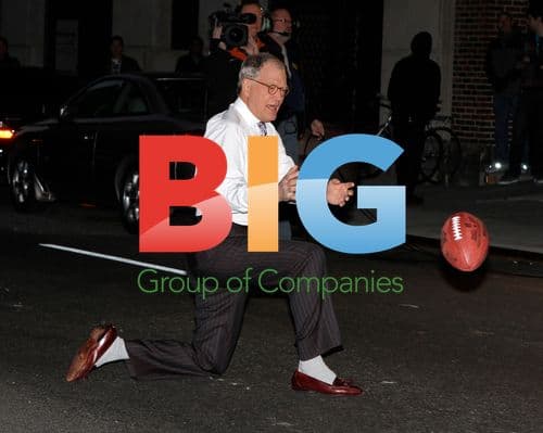 David Letterman Films Football Stunt