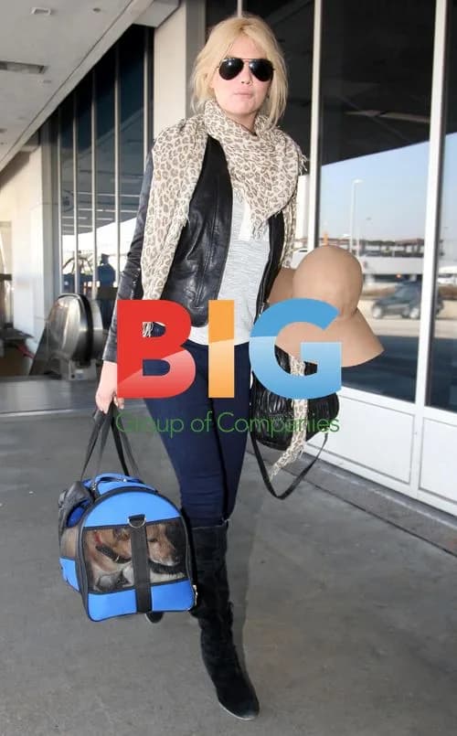 Kate Upton Arrives at LAX with Dog