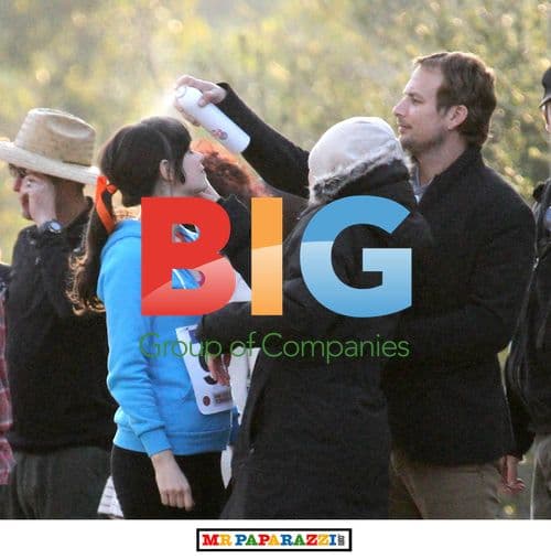 Zooey Deschanel and Hannah Simone filming "New Girl"