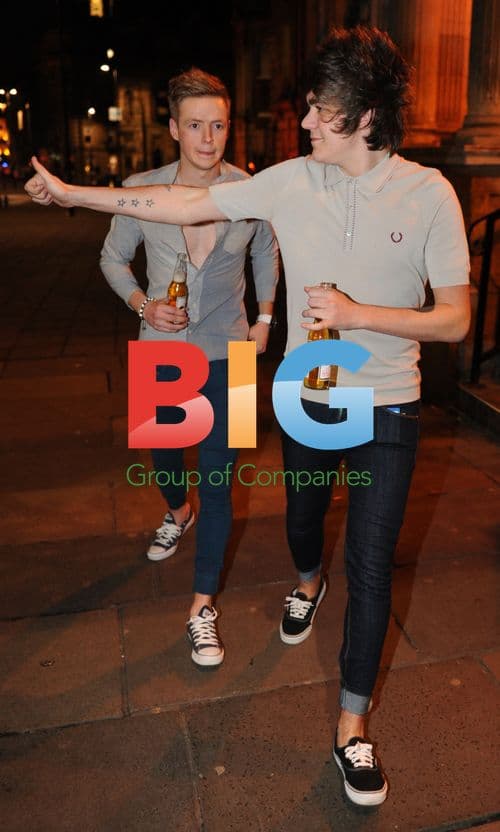 Frankie Cocozza with two blondes in Newcastle