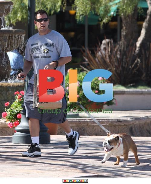 Adam Sandler Walking Dog, Eating Lunch in Malibu