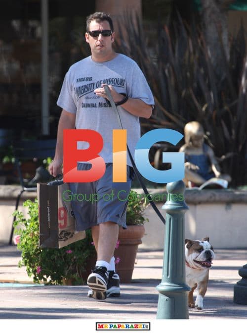 Adam Sandler Walking Dog in Malibu