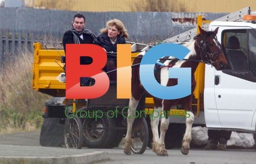 Paddy Doherty and Sally Bercow Ride Horse and Cart
