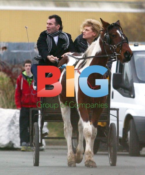 Paddy Doherty and Sally Bercow on Horse Cart