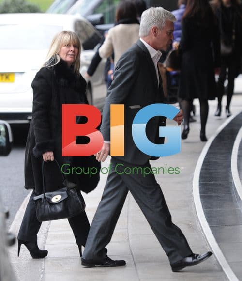 Phillip Schofield and wife arrive to Simon Cowell's tea party