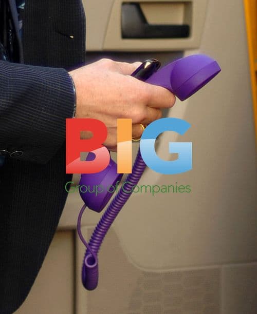 Elvis Costello in New York Taxi with Purple Phone