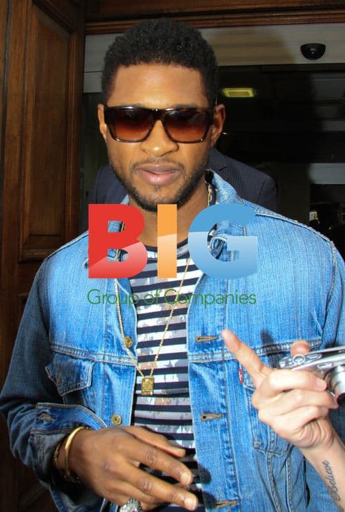 Usher Arrives at BBC Radio 1 Studios in London