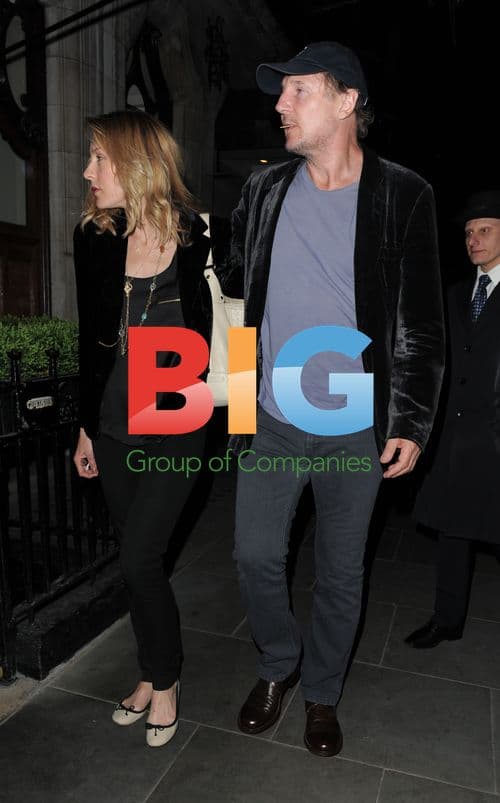 Liam Neeson and Freya St. Johnston Leaving Restaurant