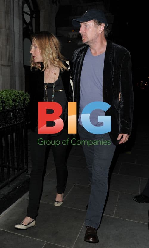 Liam Neeson and Freya St. Johnston Leaving Restaurant