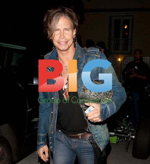 Steven Tyler arrives on motorcycle