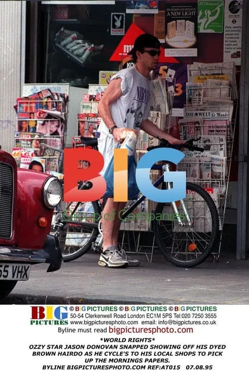 Jason Donovan Cycling to Shops