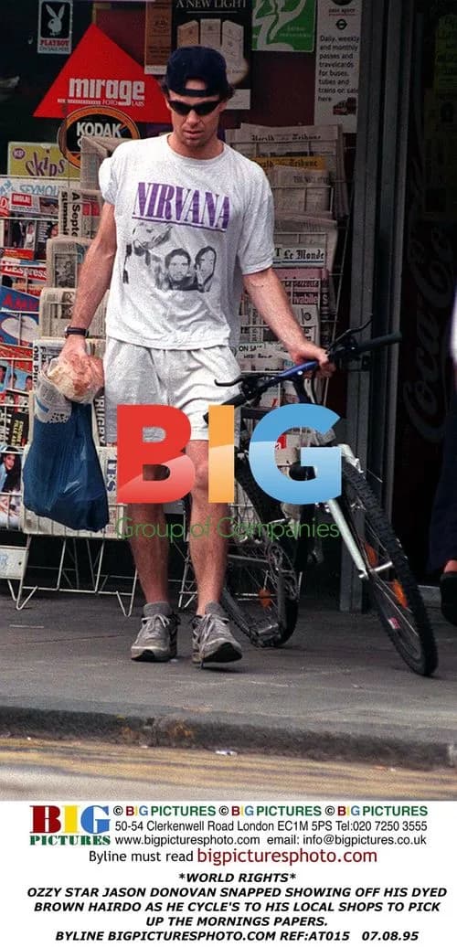 Jason Donovan Cycling to Shops