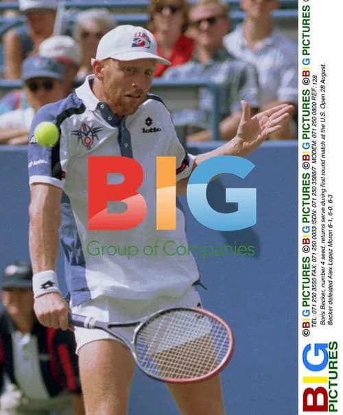 Boris Becker, #4 seed, returns serve at US Open