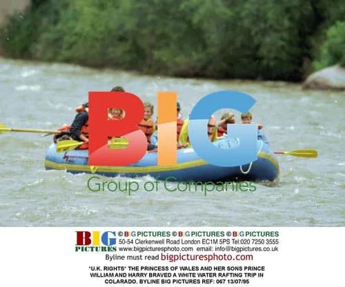 Princess Diana and sons rafting in Colorado