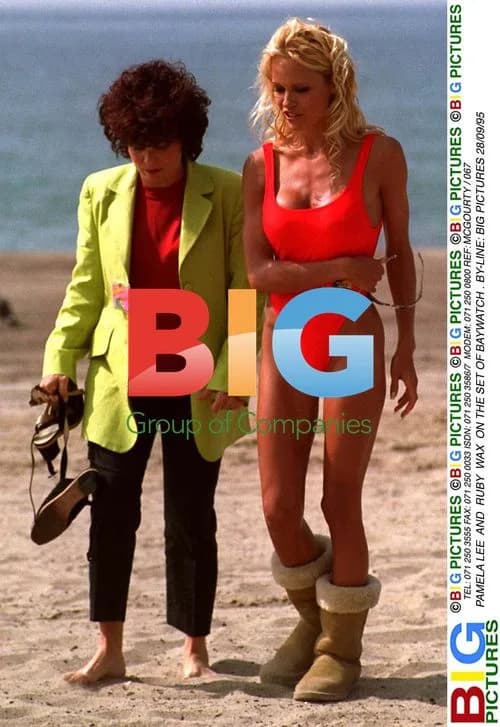 Pamela Lee and Ruby Wax on Baywatch Set
