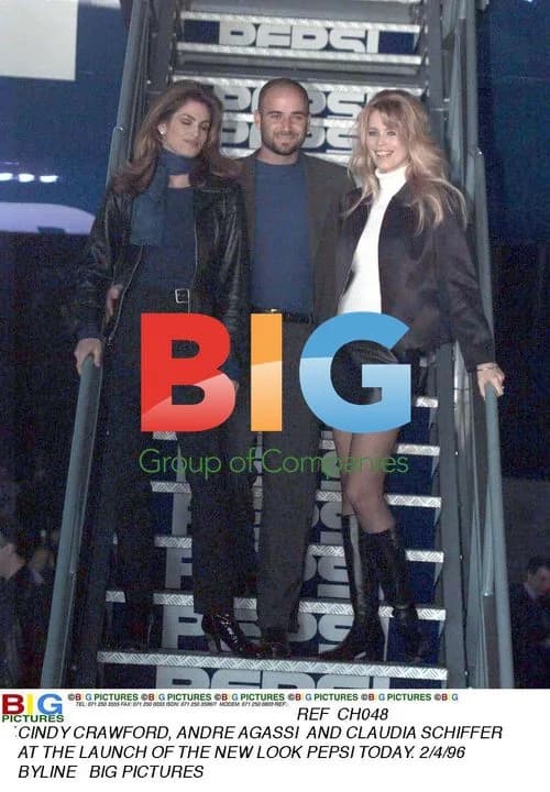 Agassi, Schiffer, and Crawford at Pepsi Launch