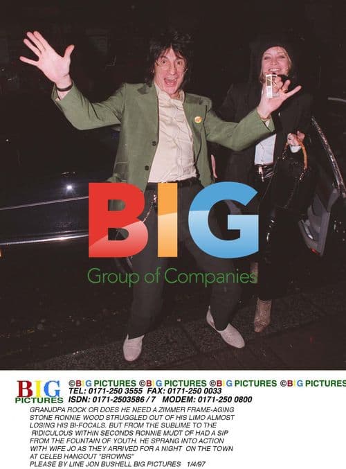 Ronnie Wood Struggles Out of Limo at Browns Club