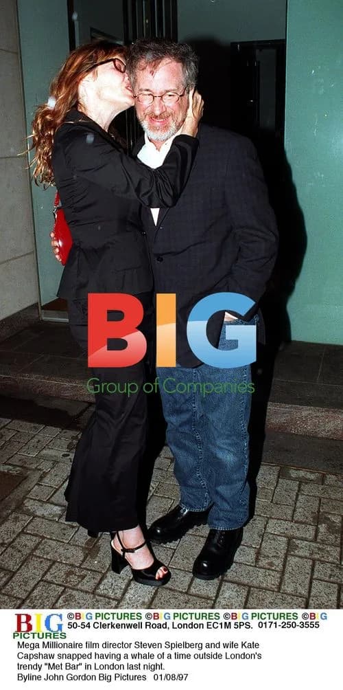 Steven Spielberg and Kate Capshaw outside London's Met Bar