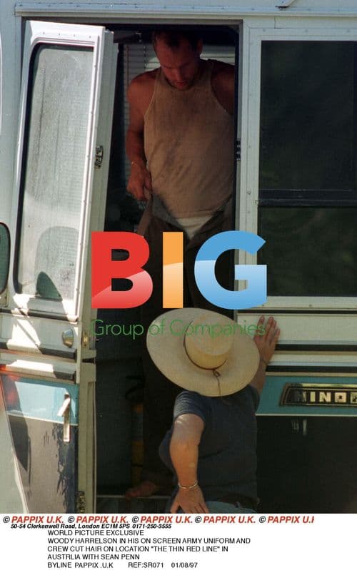 Woody Harrelson on "The Thin Red Line" set