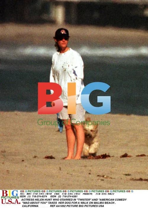 Actress Helen Hunt Walking Dog on Malibu Beach