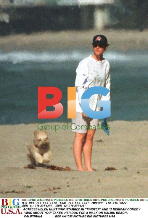 Helen Hunt walks dog on Malibu beach