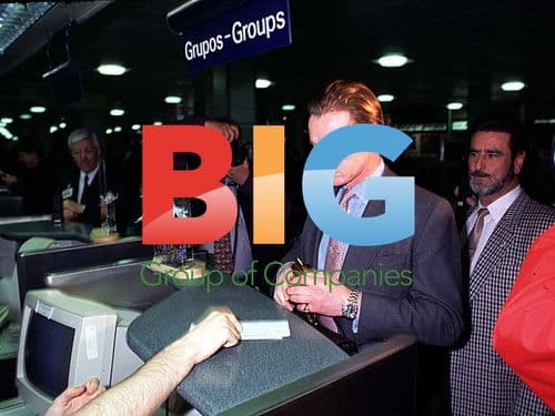 JAMES HEWITT LEAVES MADRID AIRPORT