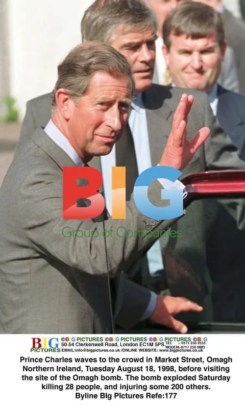 Prince Charles waves in Omagh, Northern Ireland