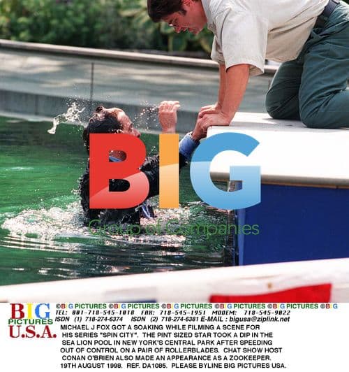 Michael J. Fox Soaks at Spin City Filming