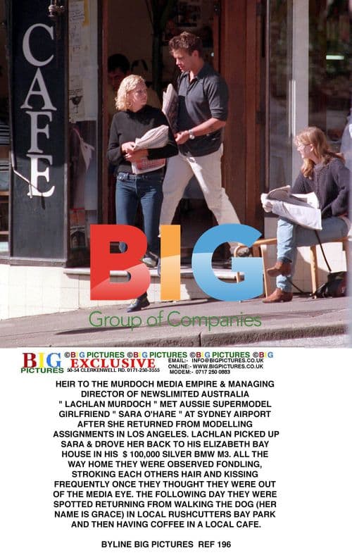 Lachlan Murdoch and Sara O'Hare at Sydney Airport