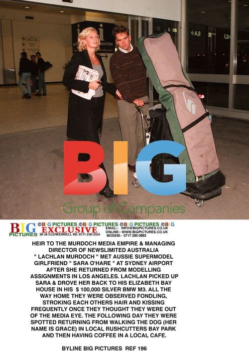 Lachlan Murdoch and Sara O'Hare at Sydney Airport