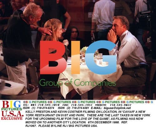 Kelly Preston and Kevin Costner filming 'For the Love of the Game'