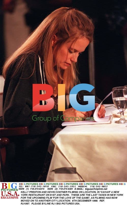 Kelly Preston and Kevin Costner filming 'For the Love of the Game'