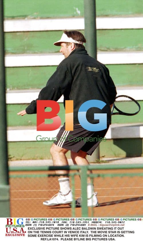 Alec Baldwin Sweating on Tennis Courts in Venice