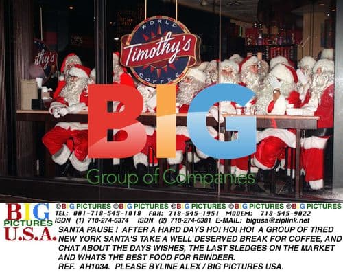 Tired New York Santas Take Break