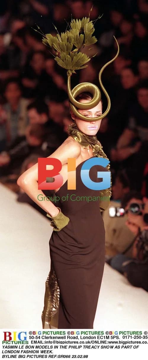 Yasmin Le Bon models Philip Treacy show